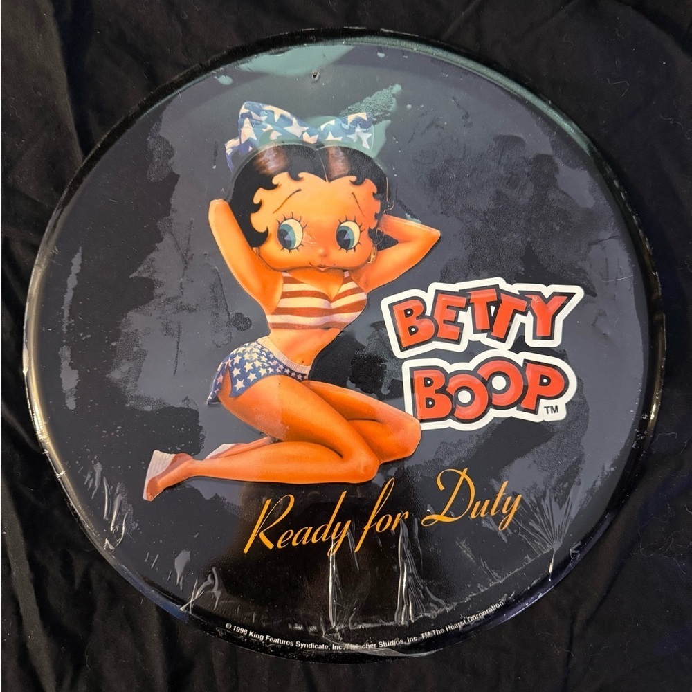 Vintage Betty Boop "Ready for Duty" 12" Tin Sign